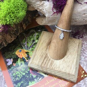 Hamsa Cz Dangle Stelring Silver Ring Sizes 6,9,10